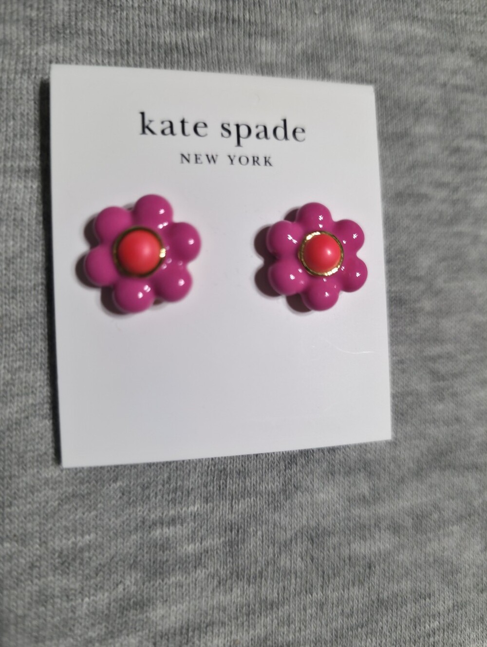 kate spade Bright Pink Flower Stud Earrings with Coral Center